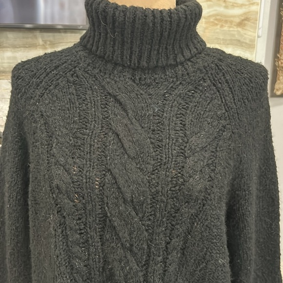 Simply Vera Wang Cable Knit Black Turtleneck Sweater/Silver Sparkle. Size L(812) - Picture 5 of 13
